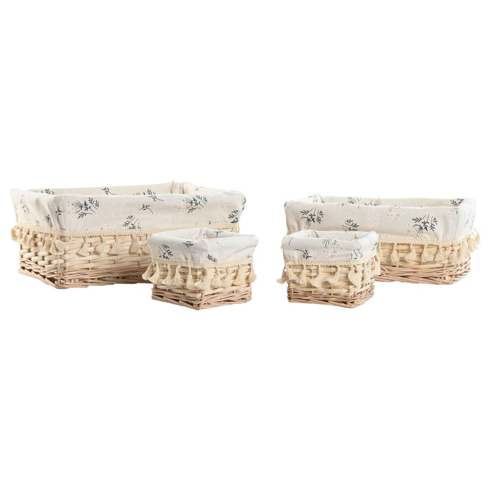 Coș pentru rufe murdare Home ESPRIT Natural răchită Shabby Chic 36 x 25 x 16 cm 4 Piese