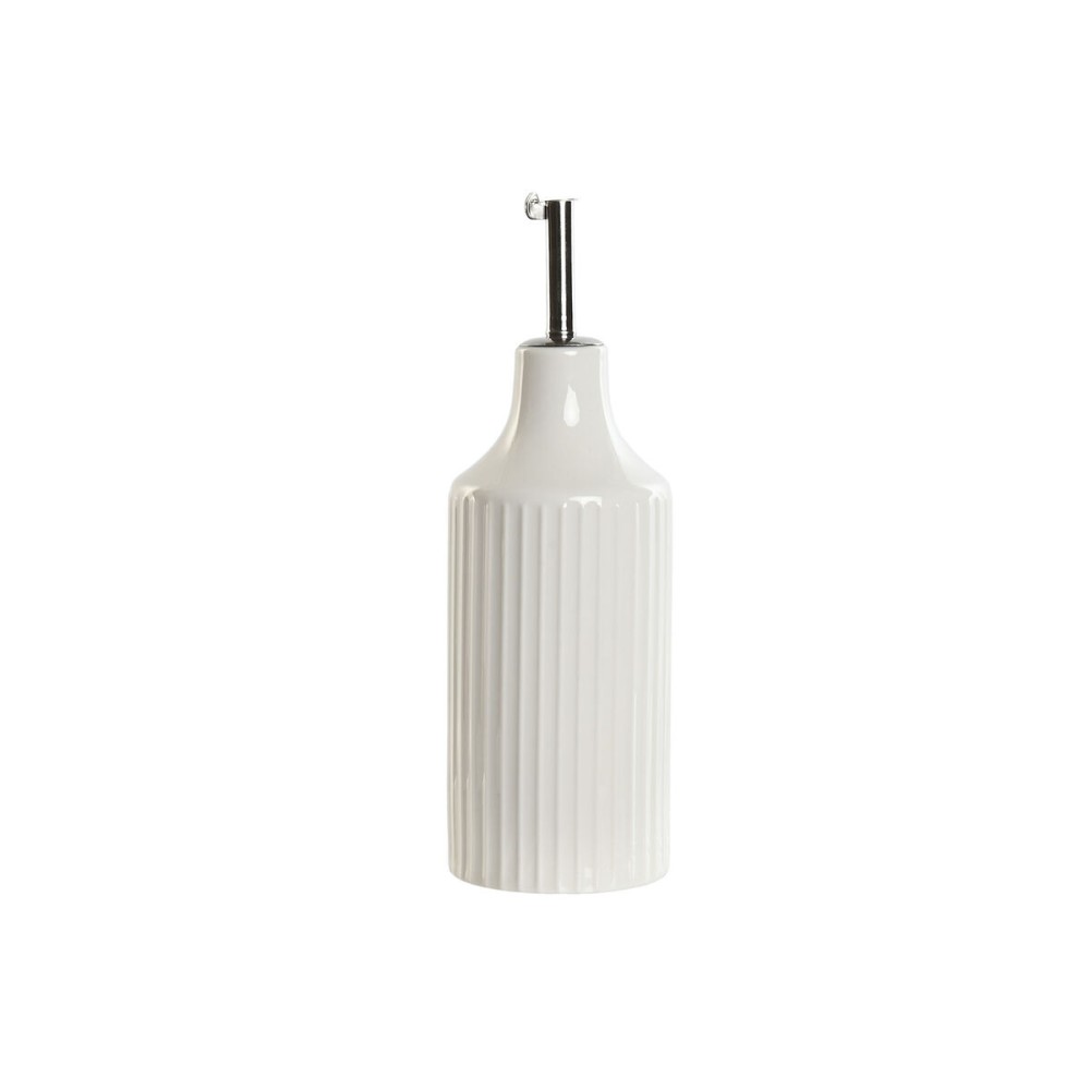 Dispenser pentru Ulei Home ESPRIT Alb Argintiu Oțel inoxidabil Porțelan Urban 350 ml 7 x 7 x 22 cm