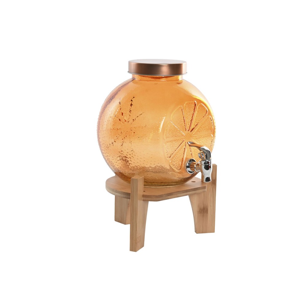 Dispenser de Apă Home ESPRIT Portocaliu Bambus Geam 5 L 24 x 17,5 x 24 cm