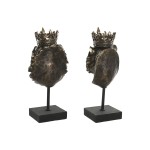 Figură Decorativă Home ESPRIT Maro închis Leu Coroană 21 x 18 x 44 cm (2 Unități)