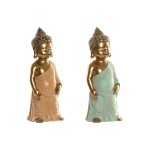 Figură Decorativă Home ESPRIT Verde Roz Buda Oriental 10 x 8 x 24 cm (2 Unități)