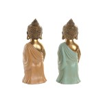 Figură Decorativă Home ESPRIT Verde Roz Buda Oriental 10 x 8 x 24 cm (2 Unități)