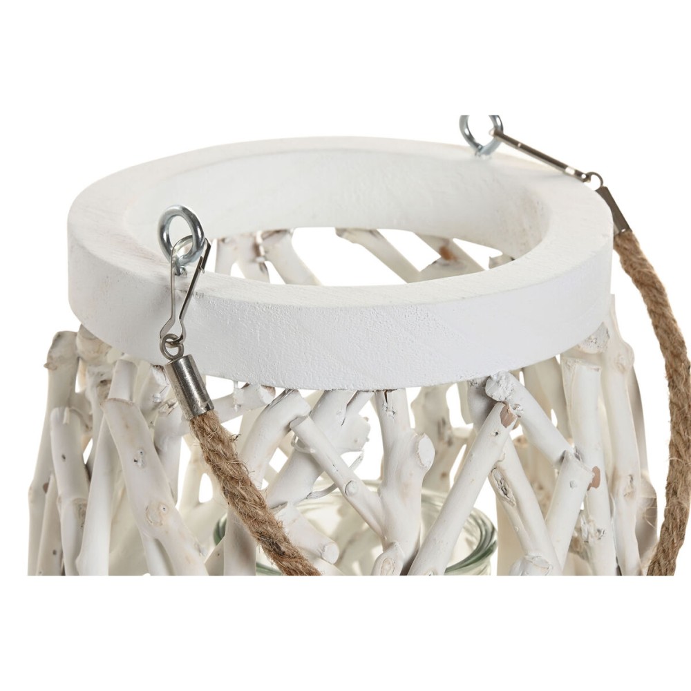 Suport de Lumânări Home ESPRIT Alb Lemn Geam 35 x 35 x 32 cm (2 Unități)