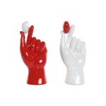 Figură Decorativă Home ESPRIT Alb Roșu Mână 12 x 8,5 x 26 cm (2 Unități)