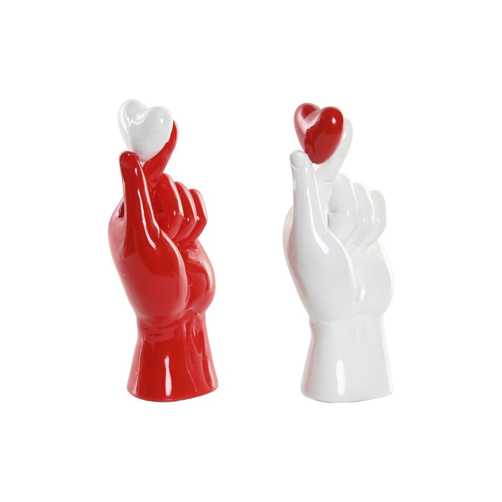 Figură Decorativă Home ESPRIT Alb Roșu Mână 12 x 8,5 x 26 cm (2 Unități)