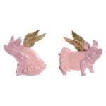 Figură Decorativă Home ESPRIT Roz Porc 19 x 11 x 17 cm (2 Unități)