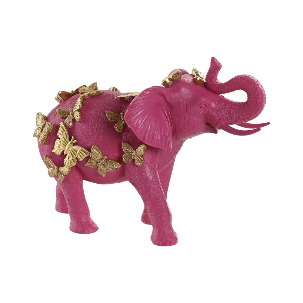 Figură Decorativă Home ESPRIT Auriu* Fucsia Elefant 26 x 13,5 x 19 cm