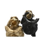 Figură Decorativă Home ESPRIT Negru Auriu* Maimuță 24,5 X 15 X 22,5 CM (2 Unități)