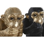 Figură Decorativă Home ESPRIT Negru Auriu* Maimuță 24,5 X 15 X 22,5 CM (2 Unități)