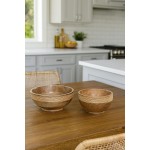 Decorațiune pentru Centrul Mesei Home ESPRIT Maro Въже Lemn de mango 25 x 25 x 10 cm (2 Unități)