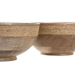 Decorațiune pentru Centrul Mesei Home ESPRIT Maro Въже Lemn de mango 25 x 25 x 10 cm (2 Unități)