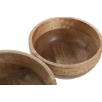 Decorațiune pentru Centrul Mesei Home ESPRIT Maro Въже Lemn de mango 25 x 25 x 10 cm (2 Unități)