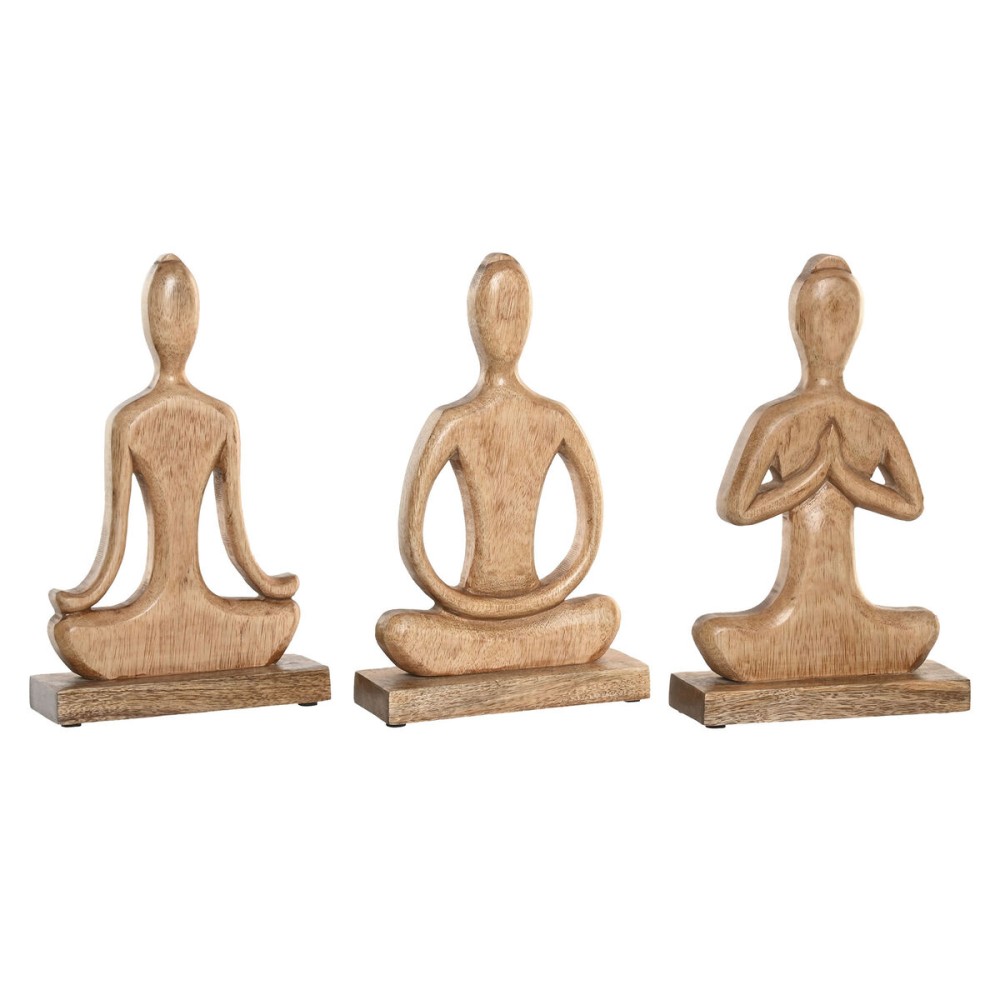Figură Decorativă Home ESPRIT Maro Deschis Natural Yoga Arab 17,7 X 6 X 28,5 CM (3 Unități)