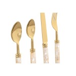 Set de Tacâmuri Home ESPRIT Alb Auriu* Oțel inoxidabil Sidef 4,5 X 2 X 21 CM 16 Piese