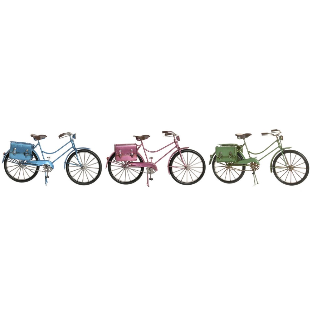 Figură Decorativă Home ESPRIT Albastru Roșu Verde Roz Bicicletă Vintage 30 x 9 x 15 cm (3 Unități)