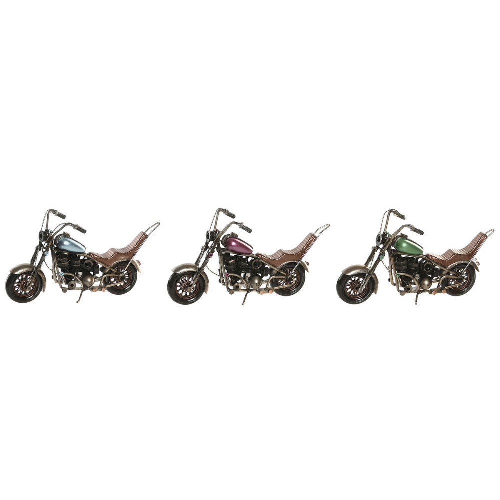 Figură Decorativă Home ESPRIT Albastru Verde Liliachiu Motocicletă Vintage 23 x 8 x 11 cm (3 Unități)