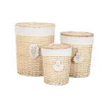 Coș pentru rufe murdare Home ESPRIT Natural răchită Boho 45 x 45 x 55 cm 3 Piese