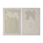 Pânză Home ESPRIT Verde Bej Vază Scandinav 80 x 3 x 120 cm 80 X 10 X 120 CM (2 Unități)