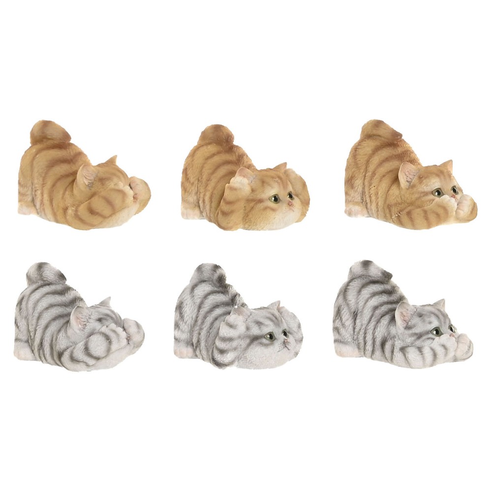 Figură Decorativă Home ESPRIT Gri Portocaliu Pisici 5 x 9 x 6 cm (6 Unități)