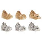 Figură Decorativă Home ESPRIT Gri Portocaliu Pisici 5 x 9 x 6 cm (6 Unități)