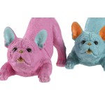 Figură Decorativă Home ESPRIT Albastru Fucsia Câine 34,5 X 20 X 22 CM (2 Unități)