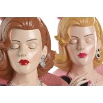 Figură Decorativă Home ESPRIT Galben Maro Roz Femeie 21,5 X 17,5 X 29 CM (2 Unități)