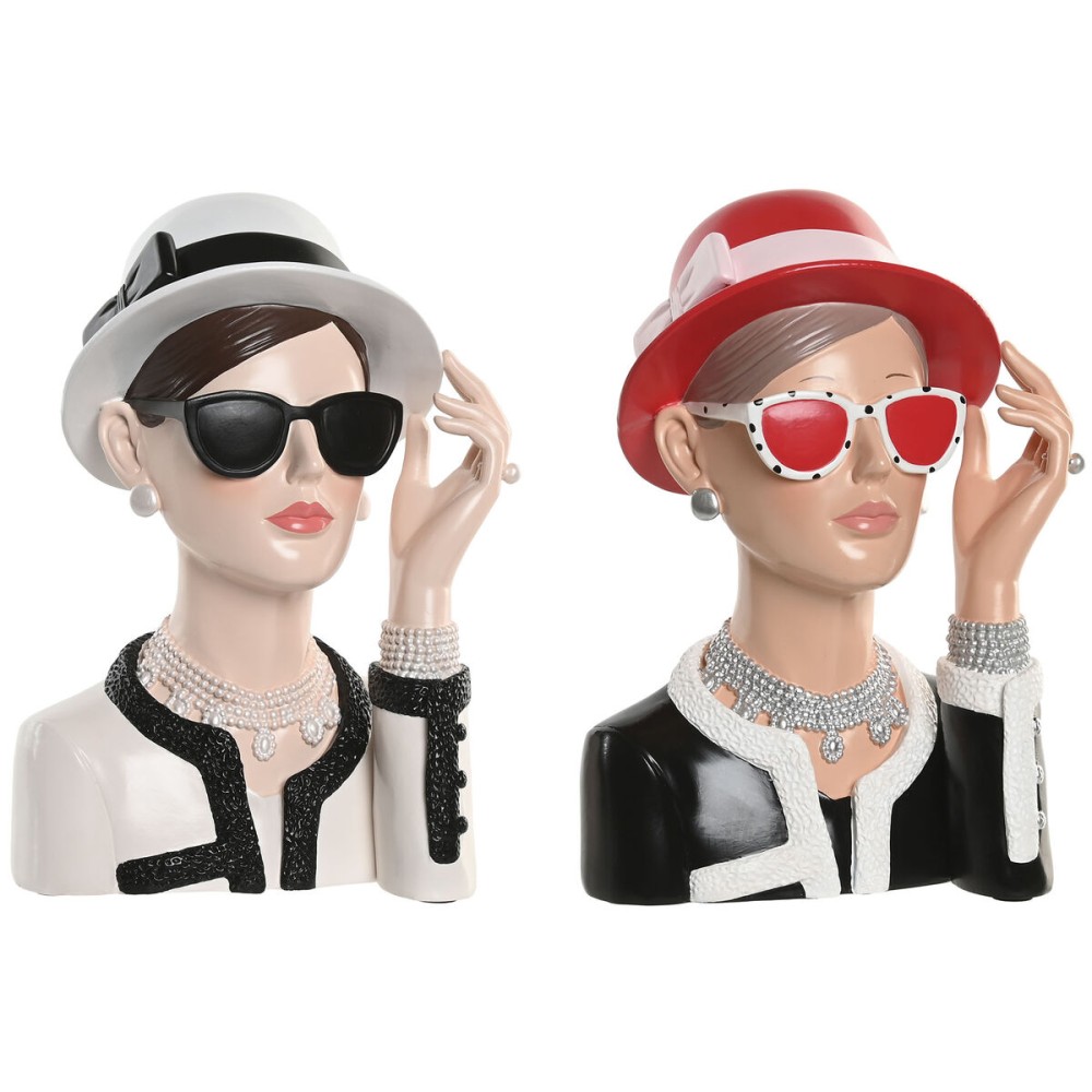 Figură Decorativă Home ESPRIT Negru Roșu Femeie 17,5 X 14 X 27 CM (2 Unități)