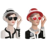 Figură Decorativă Home ESPRIT Negru Roșu Femeie 17,5 X 14 X 27 CM (2 Unități)