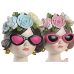 Figură Decorativă Home ESPRIT Albastru Roz Femeie 14 x 10 x 20 cm (2 Unități)