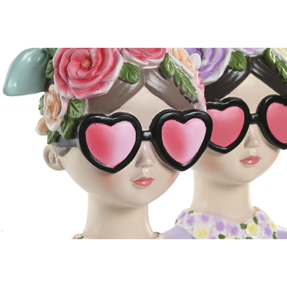 Figură Decorativă Home ESPRIT Albastru Roz Femeie 14,5 X 10,5 X 20 CM (2 Unități)