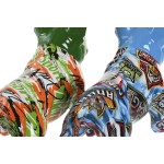 Figură Decorativă Home ESPRIT Albastru Verde Multicolor Câine (2 Unități)