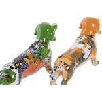 Figură Decorativă Home ESPRIT Galben Verde Multicolor Câine 20 X 6 X 11,5 CM (2 Unități)