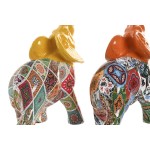 Figură Decorativă Home ESPRIT Galben Multicolor Portocaliu Elefant 16 x 7 x 17 cm (2 Unități)
