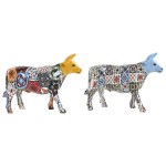 Figură Decorativă Home ESPRIT Galben Albastru Multicolor Taur 16 x 6 x 12 cm (2 Unități)