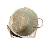 Coș Decorativ Home ESPRIT Albastru Verde Roz Natural Infantil 36 x 36 x 37 cm (3 Unități)
