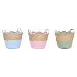 Coș Decorativ Home ESPRIT Albastru Verde Roz Natural Infantil 35 x 35 x 28 cm (3 Unități)