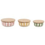 Cutie pentru Prânz Home ESPRIT Galben Verde Coral Geam Sticlă borosilicată Dungi Modern 900 ml