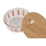 Cutie pentru Prânz Home ESPRIT Galben Verde Coral Geam Sticlă borosilicată Dungi Modern 900 ml