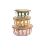 Cutie pentru Prânz Home ESPRIT Galben Verde Coral Geam Sticlă borosilicată Dungi Modern 900 ml