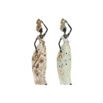Figură Decorativă Home ESPRIT Verde Bej Africană (2 Unități)
