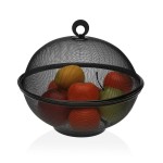 Fructieră Versa Negru Metal Oțel 28 x 28 x 28 cm Cu Capac