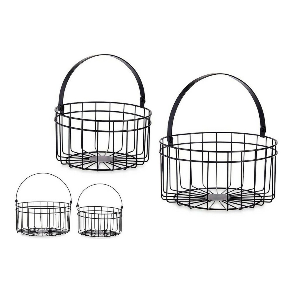 Set de Coșuri Gift Decor Negru Metal