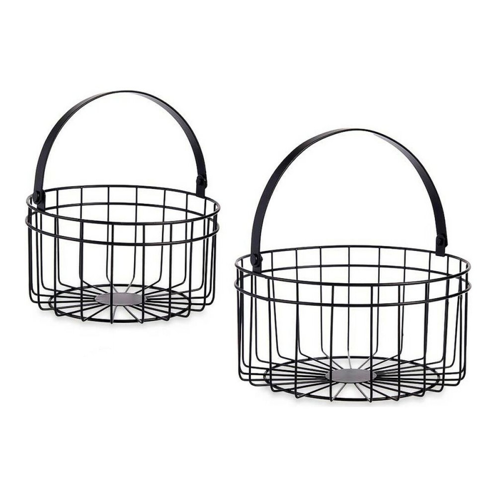 Set de Coșuri Gift Decor Negru Metal