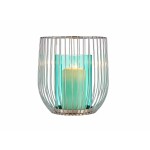 Suport de Lumânări Gift Decor Albastru Argintiu Metal Sticlă 15 x 17 x 15 cm Cuşcă