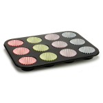 Modele pentru Brioșe Kinvara Albastru Negru Roșu Verde Mov Multicolor 7 x 7 x 3 cm 35 x 3 x 26,5 cm Tavă pentru Cuptor (12 Unită