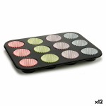 Modele pentru Brioșe Kinvara Albastru Negru Roșu Verde Mov Multicolor 7 x 7 x 3 cm 35 x 3 x 26,5 cm Tavă pentru Cuptor (12 Unită