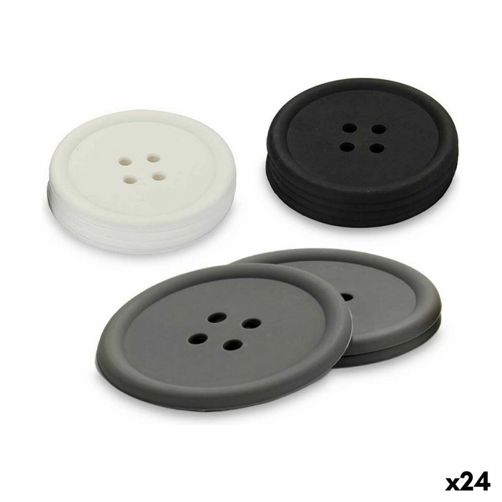 Suport pentru pahare Kinvara Alb Negru Gri Silicon Plastic Buton 9 x 2 x 9 cm 8,8 x 8,8 x 0,05 cm 8 x 0,05 x 8 cm 9 x 1,8 x 9 cm