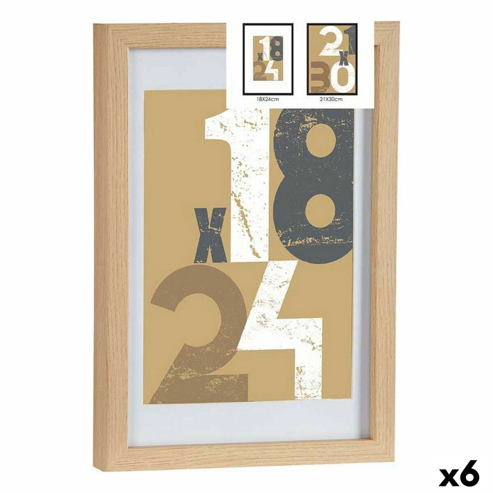 Ramă Foto Gift Decor Natural Sticlă Lemn MDF (6 Unități)