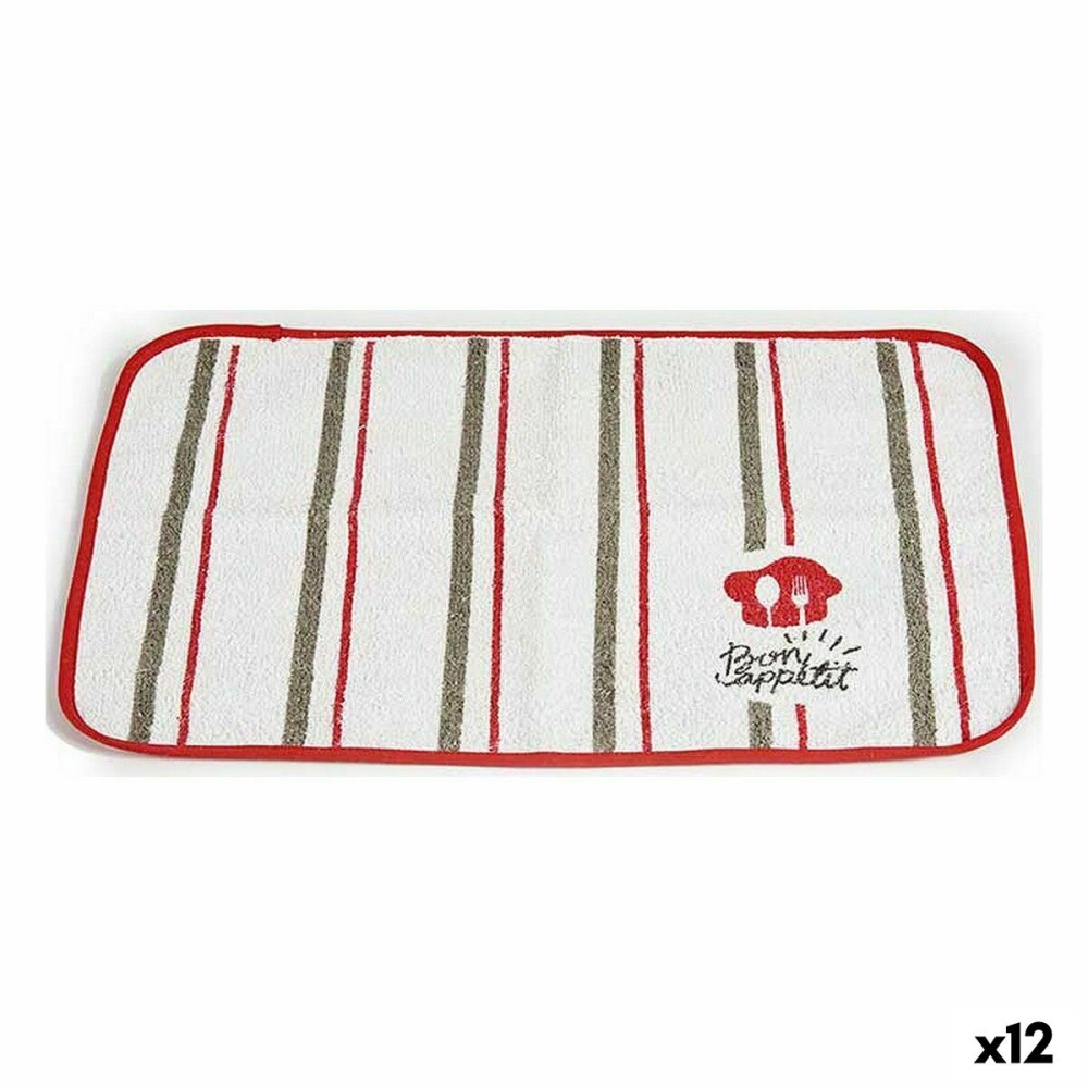 Suport Protecție pentru Masă Kinvara Bon Appetit Alb Roșu 33 x 0,3 x 48 cm (12 Unități)