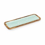 Decorațiune pentru Centrul Mesei Gift Decor Alb Maro Verde Poliester Rășină Lemn de mango 45 x 15 cm 15,2 x 2,54 x 45,7 cm Frunz